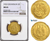 Czechoslovakia, 2 Dukaty 1932, Kremnica Mint, Gold, KM# 9, NGC MS65, Rare!