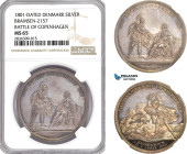 Denmark, Silver Medal by Loos, Battle of Copenhagen, Bergsøe 32, Beautiful violet Cabinet toning! NGC MS65, Top Pop!
