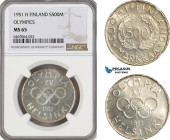 Finland, 500 Markkaa 1951 H, Helsinki Mint, Silver, Olympics, KM# 35, NGC MS65