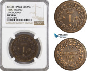 France, Louis XVIII, Decime 1814 BB, Strasbourg Mint, Gad. 196, NGC AU58