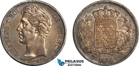 France, Charles X, 2 Francs 1828 W, Lille Mint, Silver, Gad. 516, Dark toning, Good EF