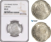 France, Duchy of Lorraine, Leopold I, Teston 1713, Nancy Mint, Silver, KM# 95, Very frosty! NGC MS62