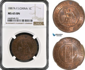 French Indo-China, 1 Centime 1887 A, Paris Mint, KM# 7, NGC MS65BN