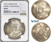Germany, Prussia, Wilhelm II, 5 Mark 1901 A, Berlin Mint, Silver, KM# 526, (Bicentennial) Fantastic toning! NGC MS64