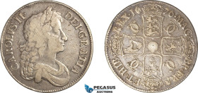 Great Britain, Charles II, Crown 1676 / VICESIMO OCTAVO, London Mint, Silver (29.69g) Bull. 397, F-VF