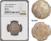 Great Britain, George III, Shilling 1787, Stop after III, London Mint, Silver, KM# 607.1, Lovely champagne toning, NGC MS64