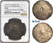 Great Britain, George III "Emergency Dollar" (1797-99) Oval countermark of George III on Charles IV 8 Reales 1793 Mexico, Silver, KM# 634, Dark toning...