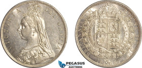 Great Britain, Victoria, "Jubilee" 1/2 Crown 1887, London Mint, Silver, KM# 764, Minimal cleaning, EF-UNC