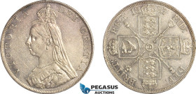 Great Britain, Victoria, "Jubilee" Double Florin 1887, London Mint, Silver, KM# 763, Light cleaning, EF