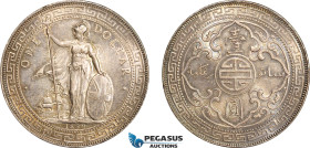 Great Britain, Victoria, Trade Dollar 1899 B, Bombay Mint, Silver, KM# T5, Gun metal toning, Lustrous! EF-UNC