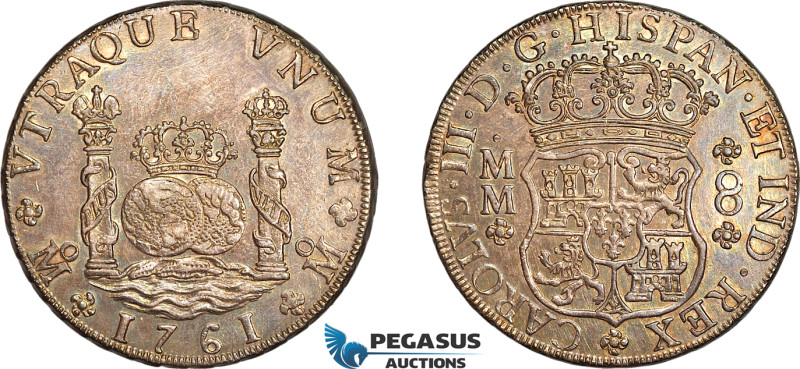 Mexico, Charles III, "Pillar" 8 Reales 1761 Mo MM, Mexico City Mint, Silver, KM#...