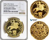 Netherlands, "Ducaton Restrike" Medal (1 oz) 2022 R, Utrecht Mint, Gold, KM# --, Mintage: 40 pcs, NGC PF70 Ultra Cameo, includes COA+ Original box!
