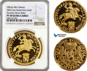 Netherlands, "Ducaton Restrike" Medal (2 oz) 2022 R, Utrecht Mint, Gold, KM# --, Mintage: 20 pcs, NGC PF70 Ultra Cameo, includes COA+ Original box!