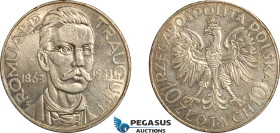 Poland, 10 Zlotych 1933, Romuald Traugutt, Silver, Parchimowicz 122, Edge nicks, light cleaning, EF-UNC