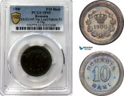 Romania, Carol I, Pattern 10 Bani 1900, Lead (9.50g) Plain edge, Coin rotation, Schäffer/Stambuliu 045 var (Unpublished metal) Broad struck! Fantastic...