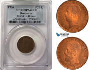 Romania, Carol I, Pattern 20 Lei 1906, Brussels Mint, Gilt Bronze, Medal rotation, Schäffer/Stambuliu 061-1.4, PCGS SP64+RB