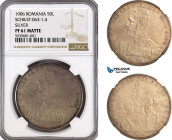 Romania, Carol I, Pattern 50 Lei 1906, Brussels Mint, Silver, Plain edge, Medal rotation, Schäffer/Stambuliu 063.1-4, Metal gun toning! NGC PF61 Matte...