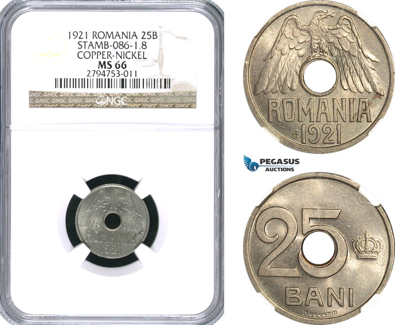 Romania, Ferdinand I, Pattern 25 Bani 1921, Huguenin Mint, Copper-Nickel, Plain ...