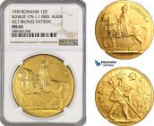 Romania, Carol II, Pattern Medallic 12 Ducats 1939, Bucharest Mint, Gilt Bronze, Reeded edge, Medal rotation, Schäffer/Stambuliu 175-1.1, NGC MS63, Ve...