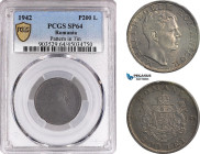 Romania, Mihai I, Pattern 200 Lei 1942, Bucharest Mint, Lead, Plain edge, Coin rotation, Schäffer/Stambuliu 188-Var., (Unpublished metal) PCGS SP64 (W...