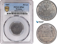 Romania, Mihai I, Pattern 2 Lei 1947, Bucharest Mint, Lead, Plain edge, Medal rotation, Schäffer/Stambuliu 205-Var.(Unpublished metal) PCGS SP64 (Wron...