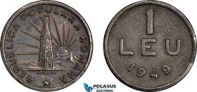 Romania, Peoples Republic, Pattern 1 Leu 1949, Bucharest Mint, Lead (3.18g) Plain edge, Coin rotation, Schäffer/Stambuliu (Unpublished), UNC, Very Rar...