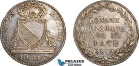 Switzerland, 40 Batzen 1813 B, Zurich Mint, Silver, KM# 191, Toned, Small edge bump! EF