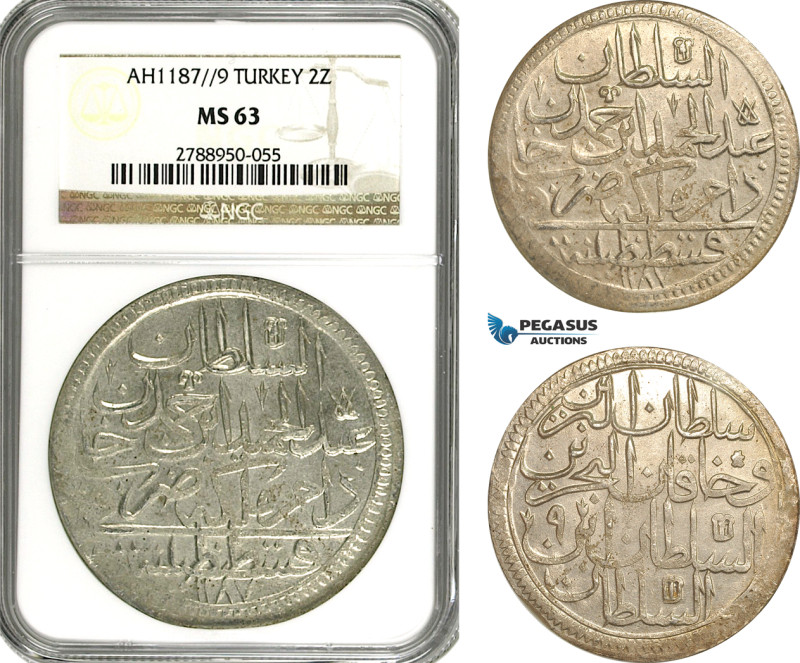 Turkey (Ottoman Empire), Abdülhamid I, 2 Zolota AH1187//9, Kostantiniye Mint, Si...