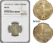Turkey (Ottoman Empire), Mahmud II, 1 Kurush AH1223//21, Kostantiniye Mint, KM# 584, NGC MS66, Top Pop!
