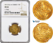 Turkey (Ottoman Empire), Mahmud II, 1 Tam Surre AH1223//16, Dar-ul Hilafet Mint, KM# 625, NGC MS66, Top Pop!