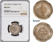 Turkey (Ottoman Empire), Abdülmecid I, 5 Kurush AH1255//6, Kostantiniye Mint, Silver, KM# 673, NGC MS63+