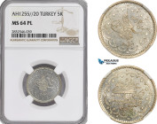 Turkey (Ottoman Empire), Abdülmecid I, 5 Kurush AH1255//20, Kostantiniye Mint, Silver, KM# 673, NGC MS64PL, Top Pop!