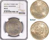 Turkey (Ottoman Empire), Abdülmecid I, 20 Kurush AH1255//9, Small Inscription, Kostantiniye Mint, Silver, KM# 675, NGC MS62, Top Pop!