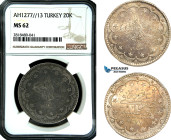 Turkey (Ottoman Empire), Abdülaziz, 20 Kurush AH1277//13, Kostantiniye Mint, Silver, KM# 693, NGC MS62
