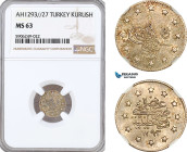 Turkey (Ottoman Empire), Abdülhamid II, 1 Kurush AH1293//27, Kostantiniye Mint, Silver, KM# 718, NGC MS63