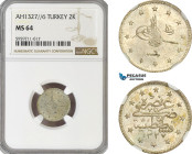 Turkey (Ottoman Empire), Mehmed Reshad V, 2 Kurush AH1327//6, Kostantiniye Mint, Silver, KM# 770, NGC MS64