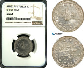 Turkey (Ottoman Empire), Mehmed Reshad V, 5 Kurush AH1327//1, Bursa Mint, Silver, KM# 786, NGC MS64