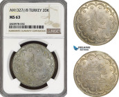 Turkey (Ottoman Empire), Mehmed Reshad V, 20 Kurush 1327//8, Kostantiniye Mint, Silver, KM#780, NGC MS63