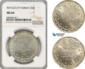 Turkey (Ottoman Empire), Mehmed Reshad V, 20 Kurush 1327//9, Kostantiniye Mint, Silver, KM#780, NGC MS64