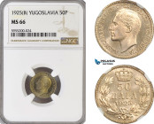 Yugoslavia, Alexandar I, 50 Para 1925 B, Brussels Mint, KM# 4, NGC MS66