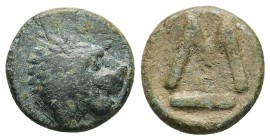 Sikyonia, Uncertain mint or Sikyon? AE, 4.13 g 16.96 mm. Circa 4th Century BC.
Obv: Roaring head of lion to right.
Rev: Large ΣI .
Ref:Unpublished ...
