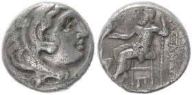 Kings of Thrace (Macedonian). Lysimachos. AR Drachm, 4.16 g 15.82 mm. 305-281 BC. Kolophon. In the name and types of Alexander III of Macedon.
Obv: He...