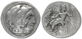 Kings of Macedon, Philip III Arrhidaios. AR Drachm, 3.89 g 18.07 mm. 323-317 BC. Kolophon.
Obv: Head of Herakles right, wearing lion skin.
Rev: ΦΙΛΙΠΠ...