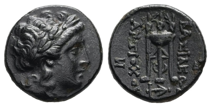 Seleukid Kingdom, Antiochos II Theos,AE, 3.87 g 17.06 mm. 261-246 BC. Sardes.
O...
