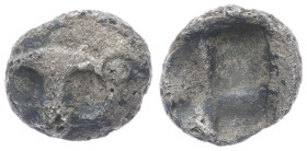 Attica, Athens. AR Hemiobol, 0.21 g 7.02 mm. "Wappenmünzen" type. Circa 515-510 BC.
Obv: Wheel with four spokes. 
Rev: Quadripartite incuse square, di...
