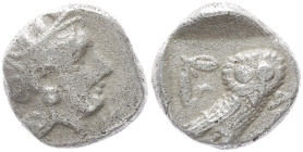Attica, Athens. AR Drachm. 4.10 g 15.50 mm. Circa 454-404 BC. 
Obv: Helmeted head of Athena right.
Rev: A[ΘE],Owl standing right, head facing; olive s...