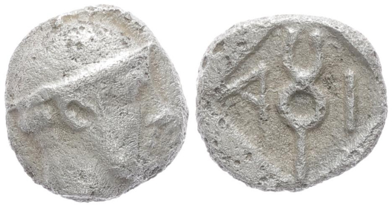Thrace, Ainos. AR Diobol, 1.00 g 9.46 mm. Circa 455/4-453/2 BC. 
Obv: Head of He...