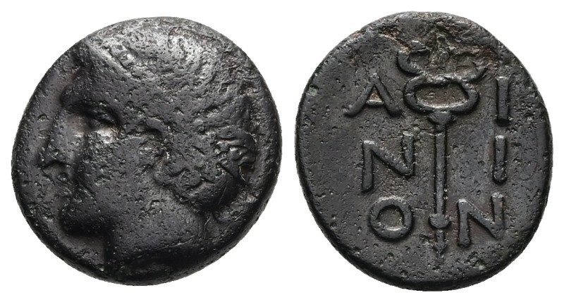 Thrace, Ainos. AE, 5.19 g 17.93 mm. Circa early 4th century BC.
Obv: Head of He...