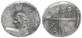 Thrace, Chersonesos. AR Hemidrachm, 2.30 g 13.47 mm. Circa 386-338 BC.
Obv: Forepart of lion right, head reverted.
Rev: Quadripartite incuse square wi...