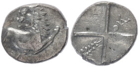 Thrace, Chersonesos. AR Hemidrachm, 2.07 g 14.41 mm. Circa 386-338 BC. 
Obv: Forepart of lion right, head left.
Rev: Quadripartite incuse square with ...